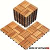 27pcs Deck Tiles - 11.8"x11.8" Interlocking Natural Solid Acacia Wood for Outdoor & Indoor, Patio Garden, Balcony, Poolside - Natural Color