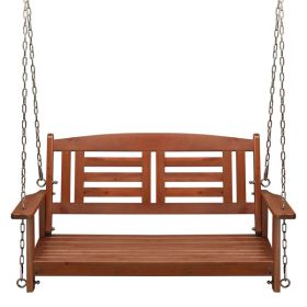 112*53*52cm 500lbs With Chain Double Wooden Swing Reddish Brown