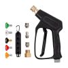 VEVOR Short Pressure Washer Gun, 4000 PSI High Power Washer Spay Gun, M22-14 mm / M22-15 / 3/8'' Inlet & 1/4'' Outlet Hose Connector Foam Gun