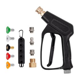 VEVOR Short Pressure Washer Gun, 4000 PSI High Power Washer Spay Gun, M22-14 mm / M22-15 / 3/8'' Inlet & 1/4'' Outlet Hose Connector Foam Gun