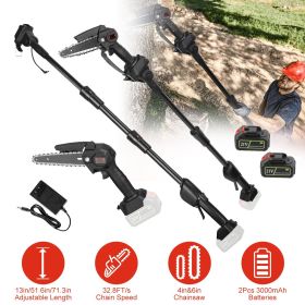 2-in-1 Electric Pole Saws for Tree Trimming, 6 Inch Mini Chainsaw Cordless with Extension Pole, Battery Powered Pole Chain Saw