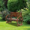 [Replace 28138436]Rustic 2-Person Wooden Wagon Wheel Bench with Slatted Seat and Backrest, Brown