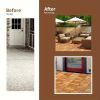27pcs Interlocking Patio Deck Tiles 11.8 x 11.8in Wood Floor Tiles Outdoor Flooring for Patio Garden Deck Poolside