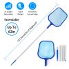 Swimming Pool Telescopic Leaf Net Skimmer Rake with Adjustable Aluminum Pole and Nylon Medium Fine Mesh for Cleaning Swimming Pools, Hot Tubs