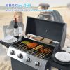 Propane Gas Grill 4 Burner Barbecue Grill, Stainless Steel 34,000 BTU Patio Garden Barbecue Grill with Two Shelves, Lid, Wheels and Bottle Opener