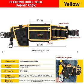 Electrician Tool Kit Special Portable Small Waist Bag Canvas Sturdy And Durable Waist Bag Belt Multi-function Storage And Repair Bag (Color: Yellow)