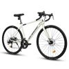 A28320RL 700C Road Bike, 16-Speed Outdoor Bike Disc Brakes, Light Weight Aluminum Frame, Racing Bike City Commuting Road Bicycle L Size for Men Women