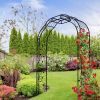 Metal Garden Arch W74.4'' x H98.4'' Garden Arbor Trellis Climbing Plants Support Rose Arch Outdoor Arch