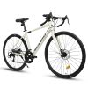 A28320RL 700C Road Bike, 16-Speed Outdoor Bike Disc Brakes, Light Weight Aluminum Frame, Racing Bike City Commuting Road Bicycle L Size for Men Women