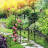 Metal Garden Arch with Gate 79.5'' Wide x 86.6'' High Climbing Plants Support Rose Arch Outdoor