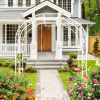 Metal Garden Arch W74.4'' x H98.4'' Garden Arbor Trellis Climbing Plants Support Rose Arch Outdoor Arch