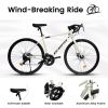 A28320RL 700C Road Bike, 16-Speed Outdoor Bike Disc Brakes, Light Weight Aluminum Frame, Racing Bike City Commuting Road Bicycle L Size for Men Women